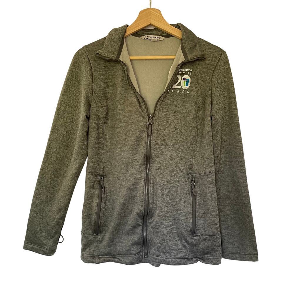 Port Authority Union Gospel Mission Full Zip Sweater M Gray Womens Fleece Lined‎